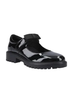 Hush Puppies Black Astrid Bow Patent Senior
