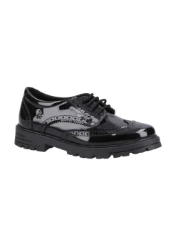 Hush Puppies Girls Black Maxine Patent Junior School Shoes (Younger 10 - Older 2)