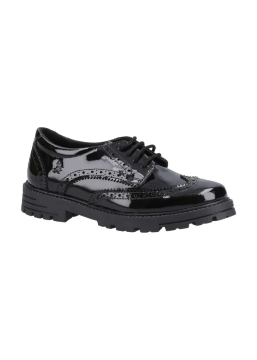 Hush Puppies Girls Black Maxine Patent Junior School Shoes (Younger 10 - Older 2)