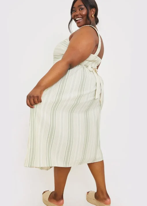 In The Green Stripe Shirt Dress