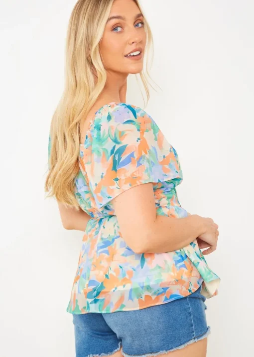 In The Style Multicolour Floral Wrap Blouse