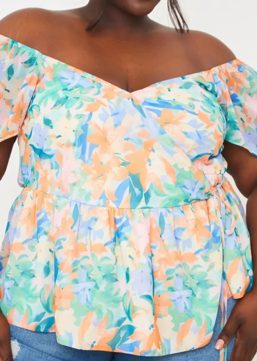 In The Style Multicolour Floral Wrap Blouse