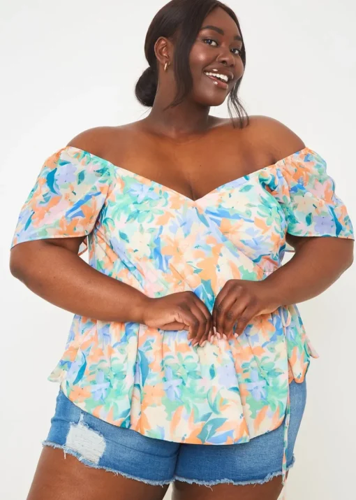 In The Style Multicolour Floral Wrap Blouse