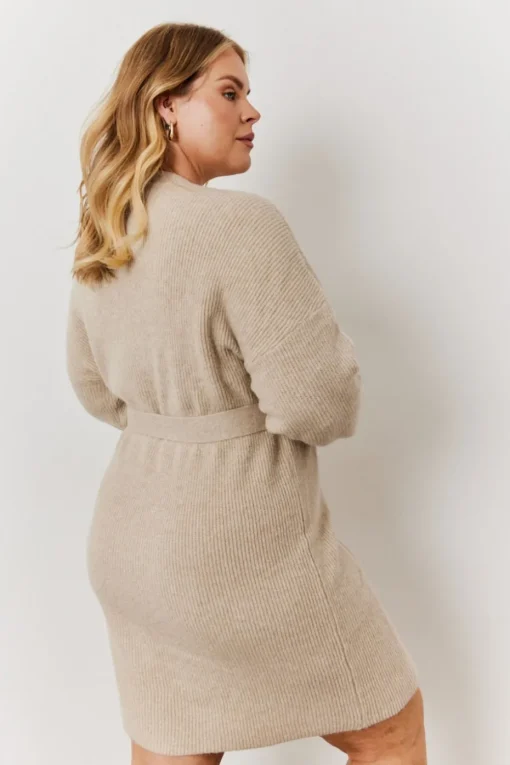 In The Style Oatmeal Knitted Wrap Dress