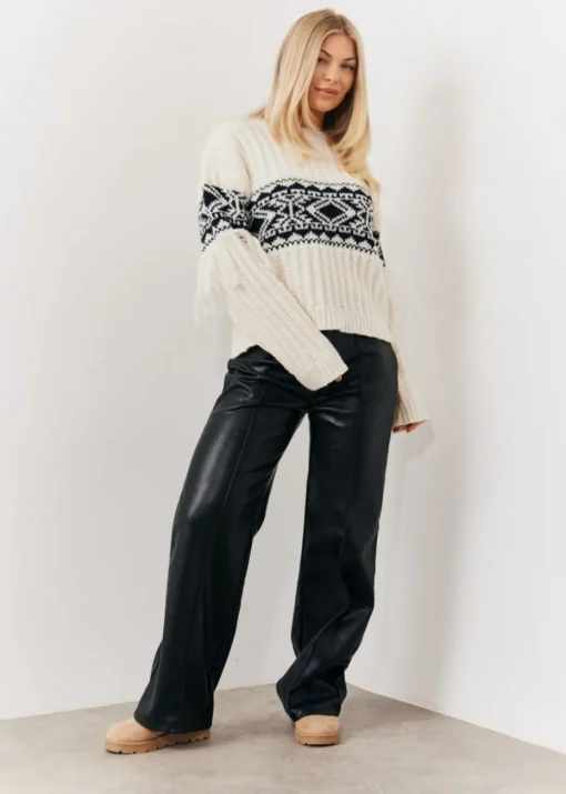 In The Style Perri Sian Cream Aztec Fringe Jumper