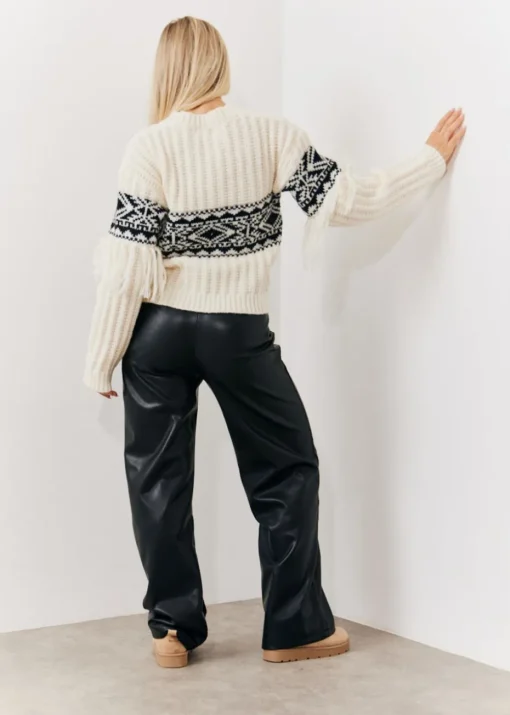 In The Style Perri Sian Cream Aztec Fringe Jumper