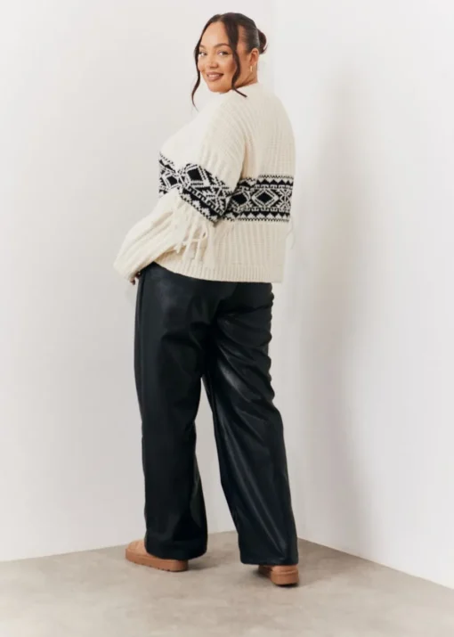 In The Style Perri Sian Cream Aztec Fringe Jumper