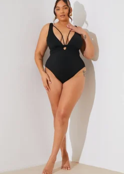 In The Style Perrie Sian Black Swimsuit