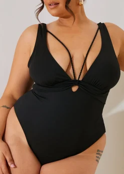 In The Style Perrie Sian Black Swimsuit