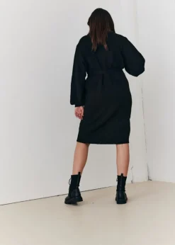 In The Style Stacey Solomon Black Pearl Button Detail Knit Belted Mini Dress