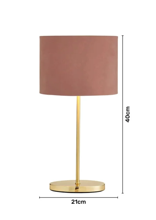 Inlight Blush Pink Velvet Stick Table Lamp (40cm x 16cm x 21cm)