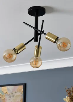 Inlight Tribecca Semi Flush 3LT Ceiling Light (48cm x 48cm x 21cm)