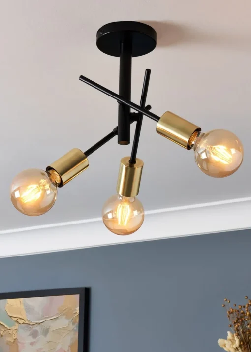 Inlight Tribecca Semi Flush 3LT Ceiling Light (48cm x 48cm x 21cm)