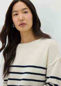 Ivory Exposed Seam Stripe Jumper