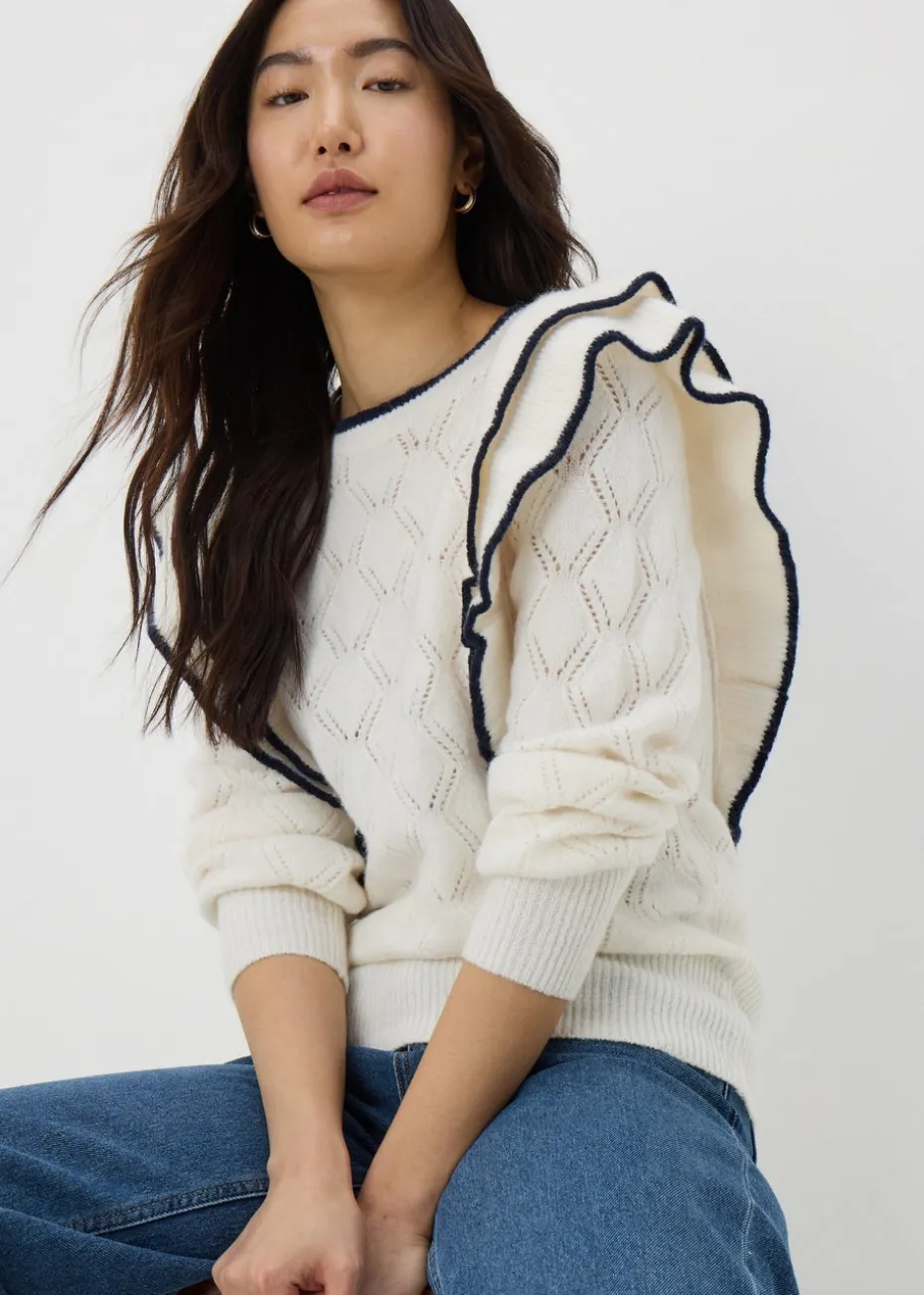 Ivory Pointelle Frill Jumper