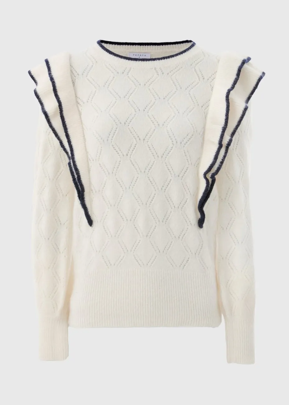 Ivory Pointelle Frill Jumper