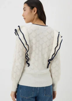 Ivory Pointelle Frill Jumper