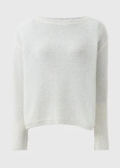 Ivory Sequin Boat Neck Jumper