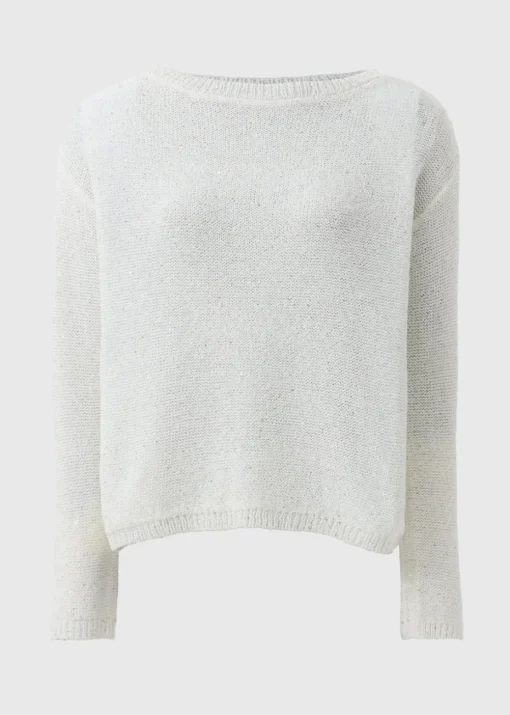 Ivory Sequin Boat Neck Jumper