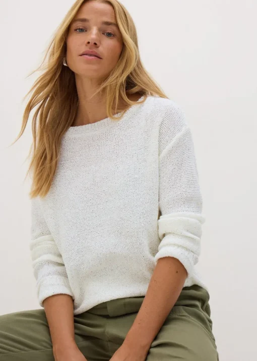 Ivory Sequin Boat Neck Jumper