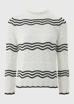 Ivory Stripe Pointelle Stitch Jumper