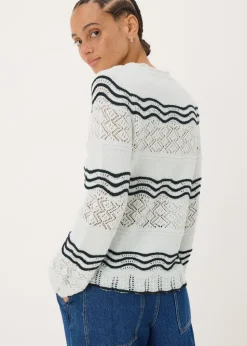 Ivory Stripe Pointelle Stitch Jumper