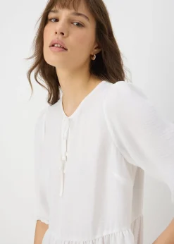 Ivory Tie Neck Peplum Blouse