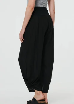 Izabel London Black High Waist Relaxed Ruched Leg Trousers