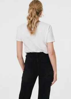 Izabel London Black Mid Rise Scalloped Pocket Jeans