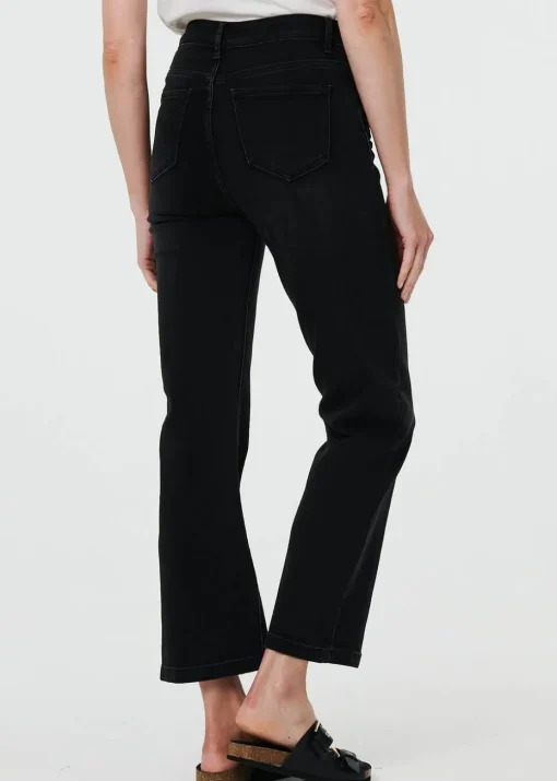 Izabel London Black Mid Rise Scalloped Pocket Jeans
