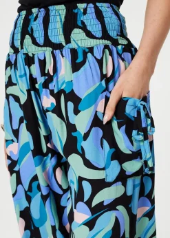 Izabel London Blue Abstract Print High Waist Harem Pants