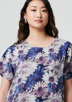 Izabel London Blue Floral Short Sleeve Knee Length Shift Dress