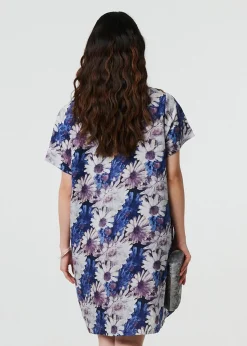 Izabel London Blue Floral Short Sleeve Knee Length Shift Dress