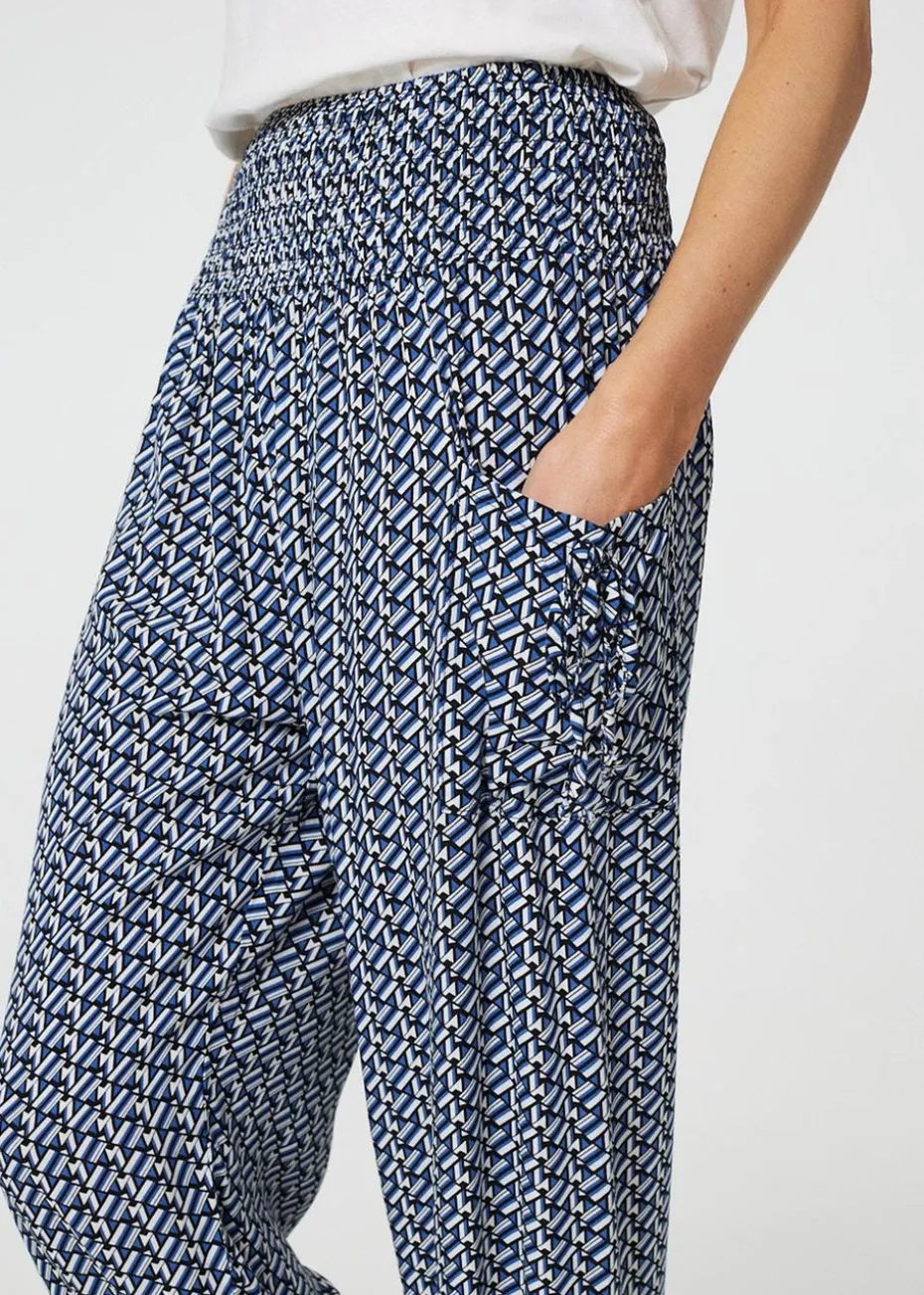 Izabel London Blue Geo Print Pocket Detail Harem Pants