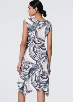 Izabel London Blue Printed Tie Front Knee Length Dress