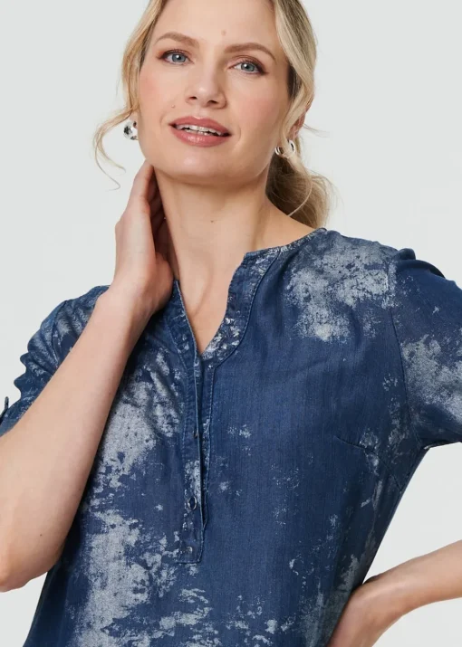 Izabel London Blue Relaxed Turn Up 1/2 Sleeve Short Dress