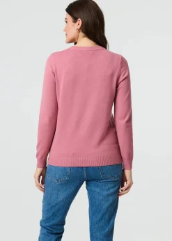 Izabel London Blush Floral Gemstone Embellished Jumper