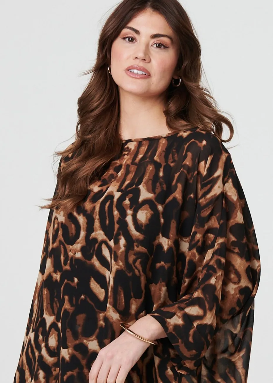 Izabel London Brown Animal Print Blouse Top