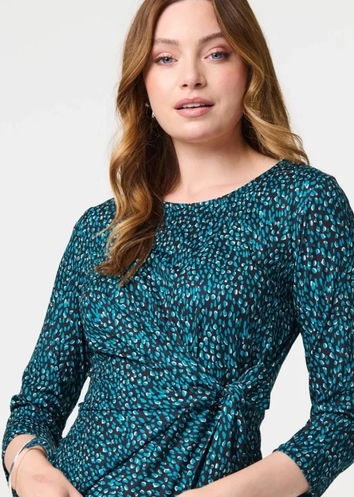 Izabel London Dark Green Animal Print Knot Short Dress