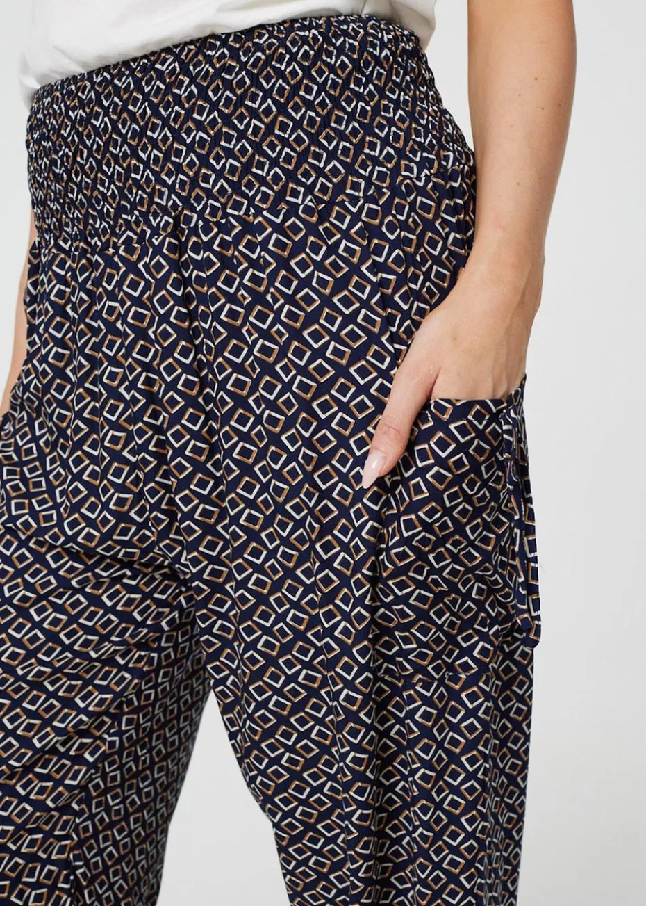 Izabel London Geo Print Pocket Detail Pants