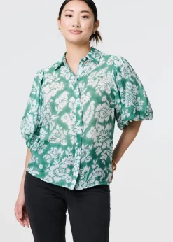 Izabel London Green Floral Print Shirt