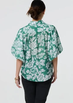 Izabel London Green Floral Print Shirt
