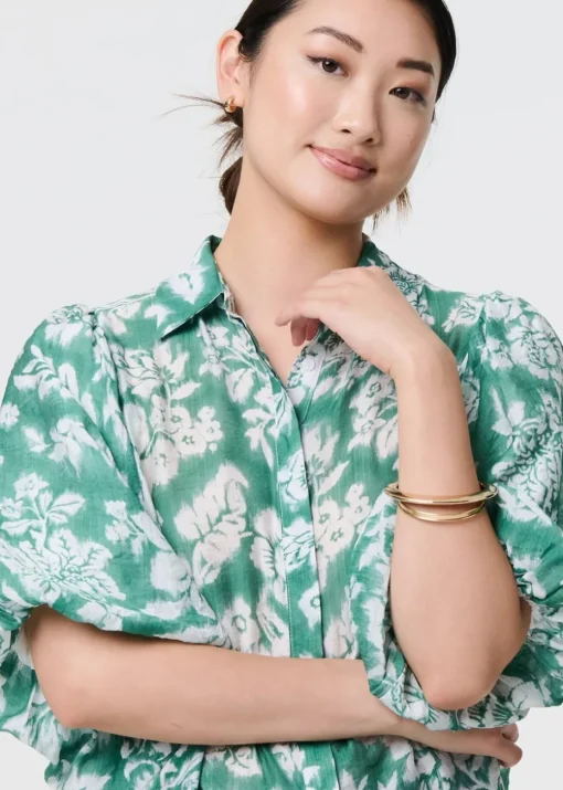 Izabel London Green Floral Print Shirt