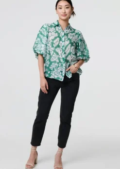 Izabel London Green Floral Print Shirt