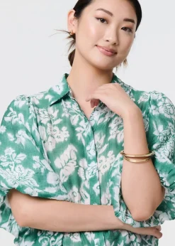 Izabel London Green Floral Print Shirt