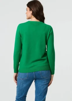Izabel London Green Floral Gemstone Embellished Jumper
