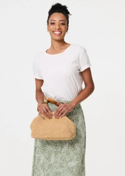 Izabel London Green Leaf Print Belt Detail Maxi Skirt