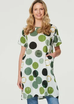 Izabel London Green Polka Dot Relaxed Tunic Dress