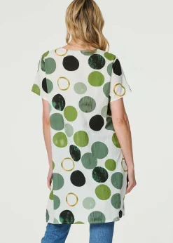 Izabel London Green Polka Dot Relaxed Tunic Dress