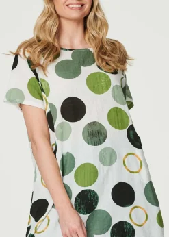 Izabel London Green Polka Dot Relaxed Tunic Dress